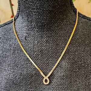 VINTAGE AVON GOLD NECKLACE with RHINESTONE PENDANT
